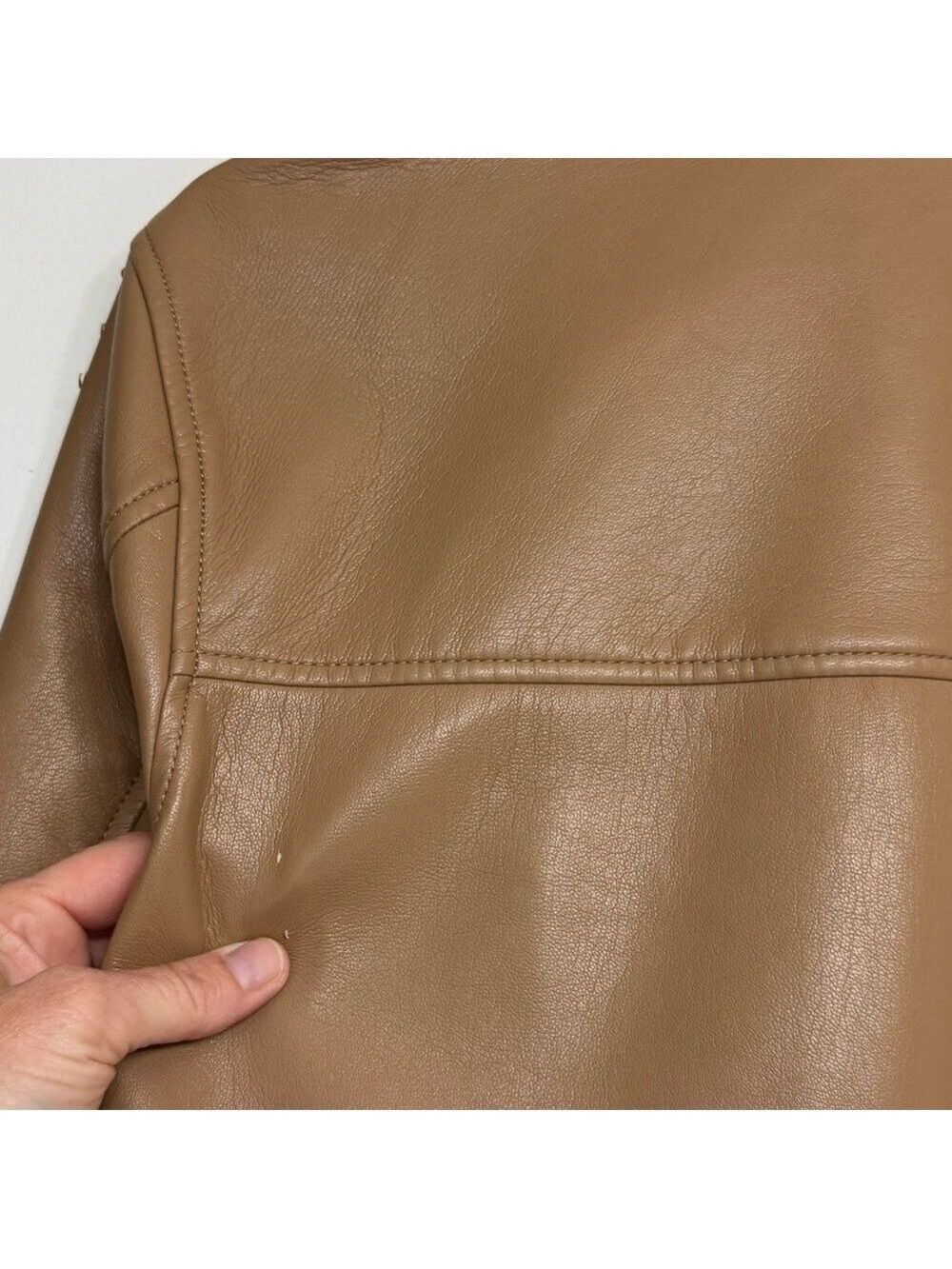 Wilfred Aritzia Camel Faux Leather Shacket XS - Picture 6 of 12